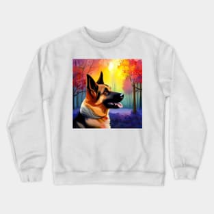 German Shepherd in the Forest Crewneck Sweatshirt